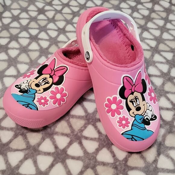 Crocs Classic Lined Disney Minnie Mouse Clog Pink Shoes Size Junior Youth 2 - Picture 12 of 13
